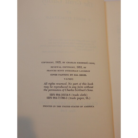 The Great Gatsby F. Scott Fitzgerald Scribner PB 1953 Vintage  V-5.72[C] - Picture 4 of 10